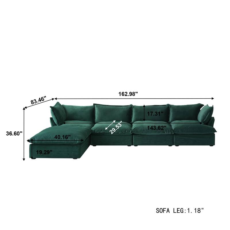 L-Shaped Convertible Sectional Sofa Couch with Movable Storage Ottoman Chaise, Free Combination Sofa