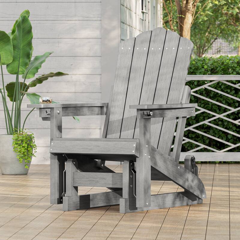 Glider Adirondack Patio Chair, 3-Position Adjust Smooth Motion Chair - 1-Piece - LightGray