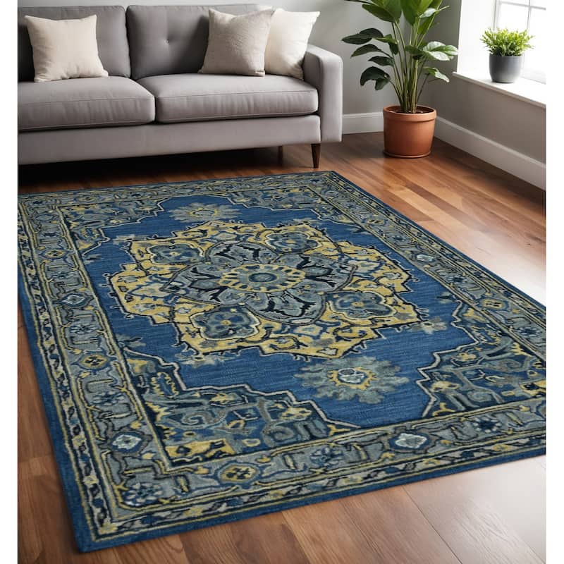 HomeRoots Medallion Bohemian Rectangle Area Rug - 96.00 in. x 60.00 in. x 0.45 in. - 96.00 in. x 60.00 in.  x 0.45 in.
