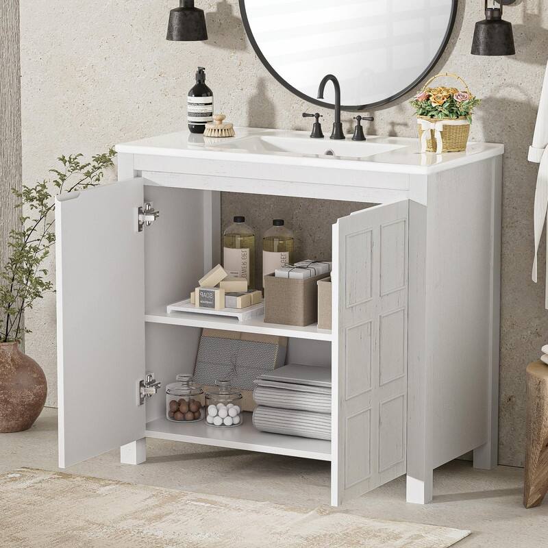 36" Bathroom Vanity Organizer with Sink - Combo Cabinet Set & Storage