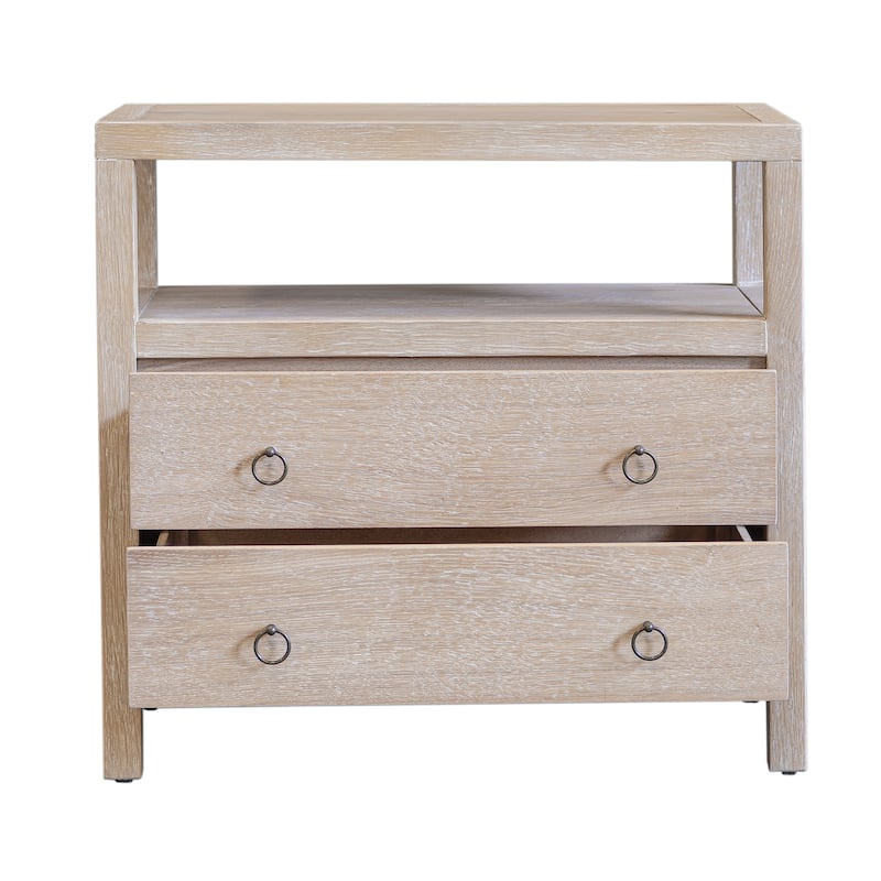 Linea 2-drawer Oversized Wood Nightstand with Open Shelf by East at Main