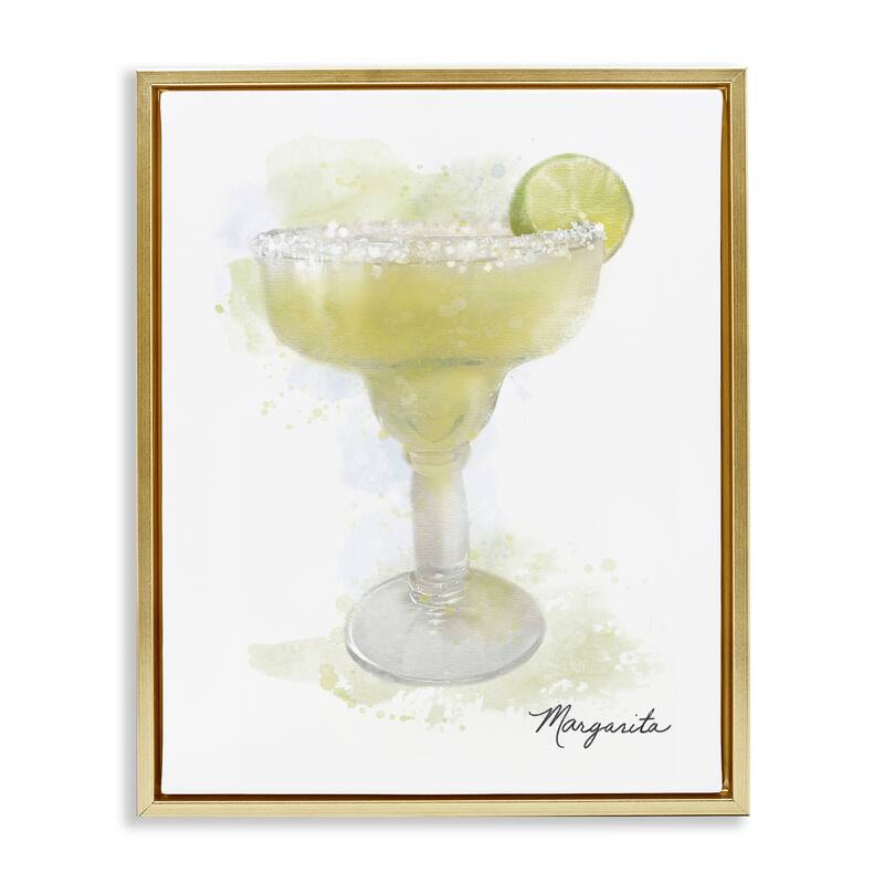Stupell Soft Faded Margarita Framed Floater Canvas Wall Art Design By Matthew Piotrowicz - 17 x 21 - Gold