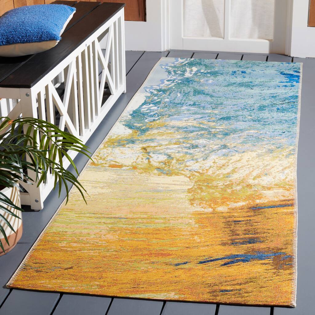 SAFAVIEH Barbados Yonit Tropical Indoor/ Outdoor Waterproof Patio Backyard Rug