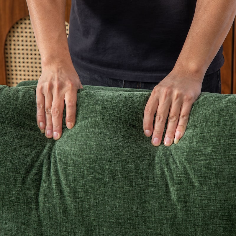 82.68" Extra-Wide Two-Seater Sofa with Chenille Upholstery, Armrest & Backrest Pillows for Living Room