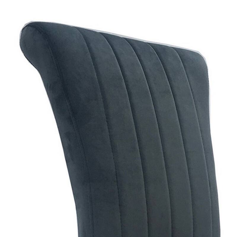 Silver/Gray Velvet Upholstered Metal Frame Dining Chair, Set of 2, Sturdy Dining Chair for Dining Rooms - 24.6