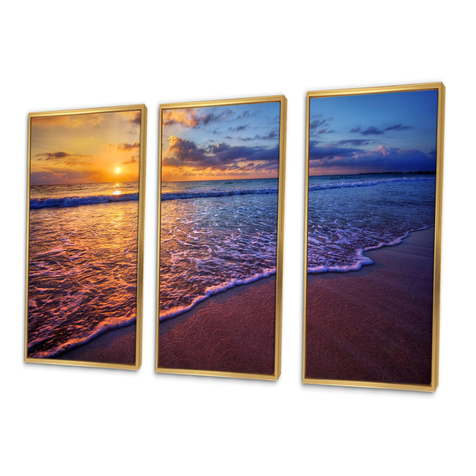 Designart "Sunset Over An Ocean Beach Shore IV" Nautical & Coastal