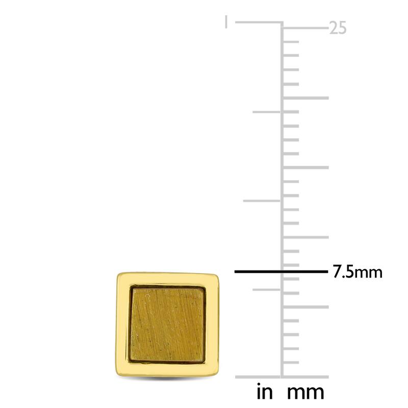 Miadora 1ct TGW Tiger Eye Square Stud Earrings in Yellow Silver