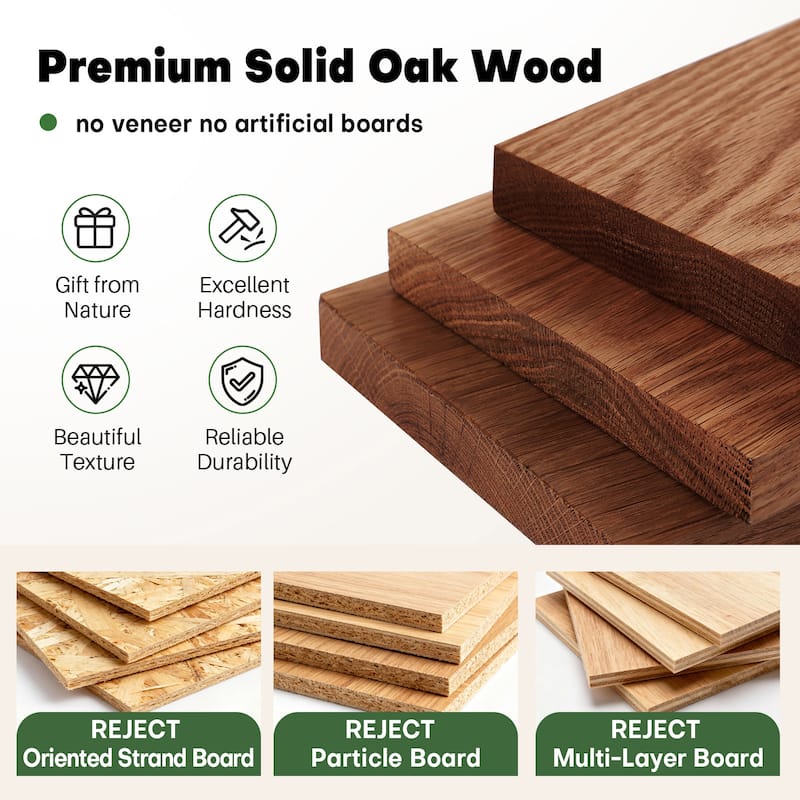 2-Tier Rectangular Solid Oak Wood Coffee Table with Cross Legs - 40.23"L x 21.17"W x 16.54"H