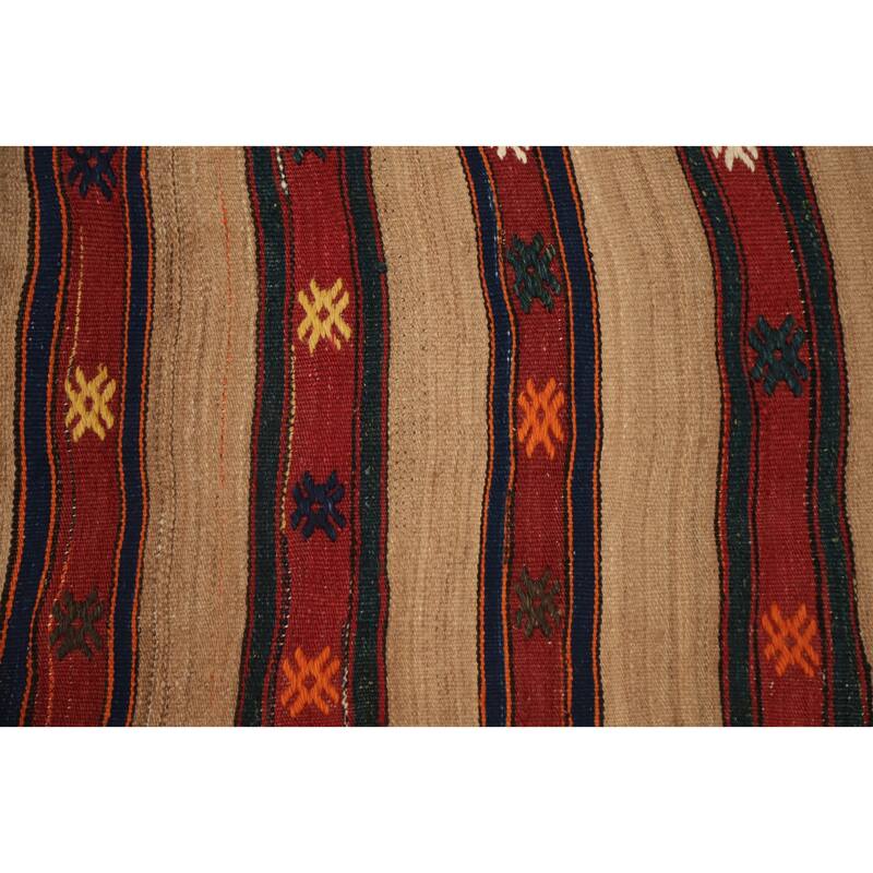 Hand Woven Oriental 100% Wool Carpet Southwestern Tribal Multi-Colored Kilim Area Rug - 9' 6'' X 5' 2''
