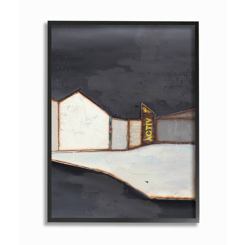 Stupell Abstract Geometric Shape Urban Architecture Landscape Framed Wall Art - Multi-Color - 11 x 14 - Black