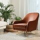preview thumbnail 1 of 5, Faux Leather Upholstered Swivel Base Mid-century Modern Armchair - 32.6" H × 31.5" D Brown