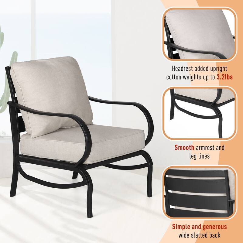 MAISON ARTS Patio Conversation Set 5 Pieces with 28'' Gas Fire Pit Table