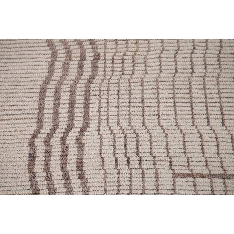 Earth Tone Moroccan Modern Area Rug Handmade Wool Carpet - 9'0"x 12'0"