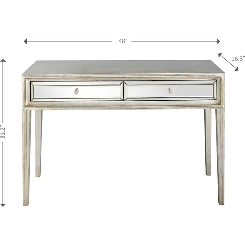 48" Modern Silver Mirrored Console Table with Storage Drawers Stylish Glass Hallway Accent - 48”L x 16.8”W x 31.2”H