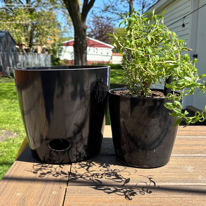 10" Round Self-Watering Indoor/Outdoor Bamboo Pot