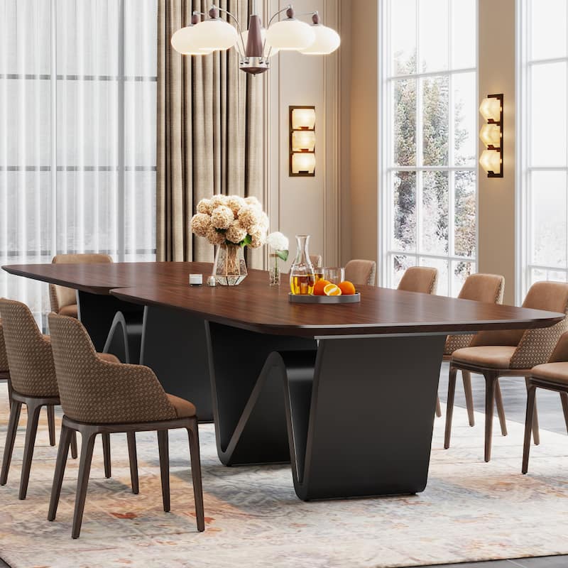 79" Modern Dining Table for 8 Rectangle Dining Table, Luxury White & Gold Kitchen Table with Sintered Stone