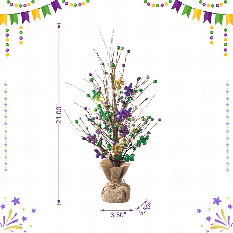 Glitzhome Heart Berry & Fleur-de-Lis Tree Valentine's & Mardi Gras Tree