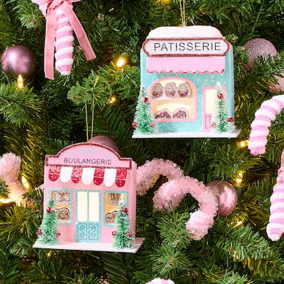 4.5" LED Cardboard Bakery Ornament Set of 2