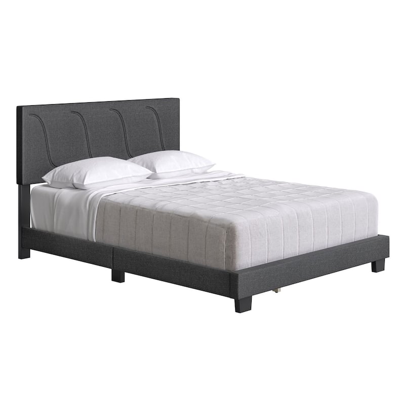 Boyd Sleep Aberdeen Linen Upholstered Queen Platform Bed Frame & Headboard, Grey