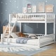 preview thumbnail 13 of 22, Twin XL over Queen Bunk Bed with Ladder and Guardrails, Convertible Bunk Bed Frame, Floor Bunk Bed with Slats Support White
