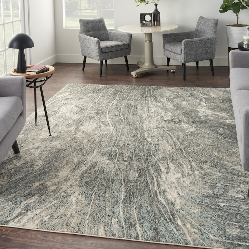 Nourison Marmara Contemporary Abstract Area Rug - 7' 10" x 9' 10" - Charcoal/Ivory