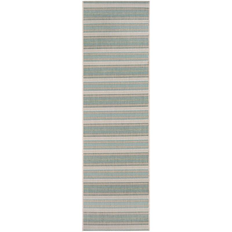 Dream Decor Rugs Samantha Sand Stripe Indoor Outdoor Area Rug - 2'3" x 7'10" Runner - Blue/Ivory