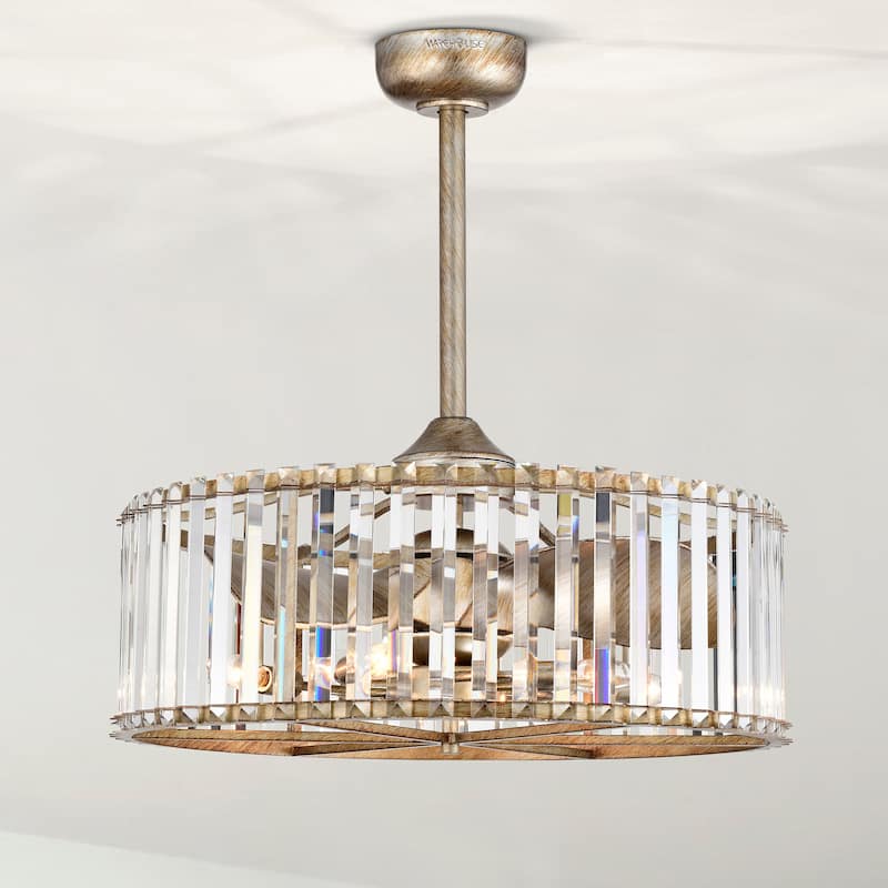 Pereder 26-inch Antique Silver 6 Lights 3 Blades Lighted Ceiling Fan with Remote