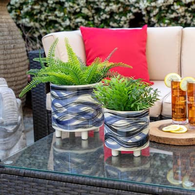 6/9 " Ceramic Footed Planters,Set of 2