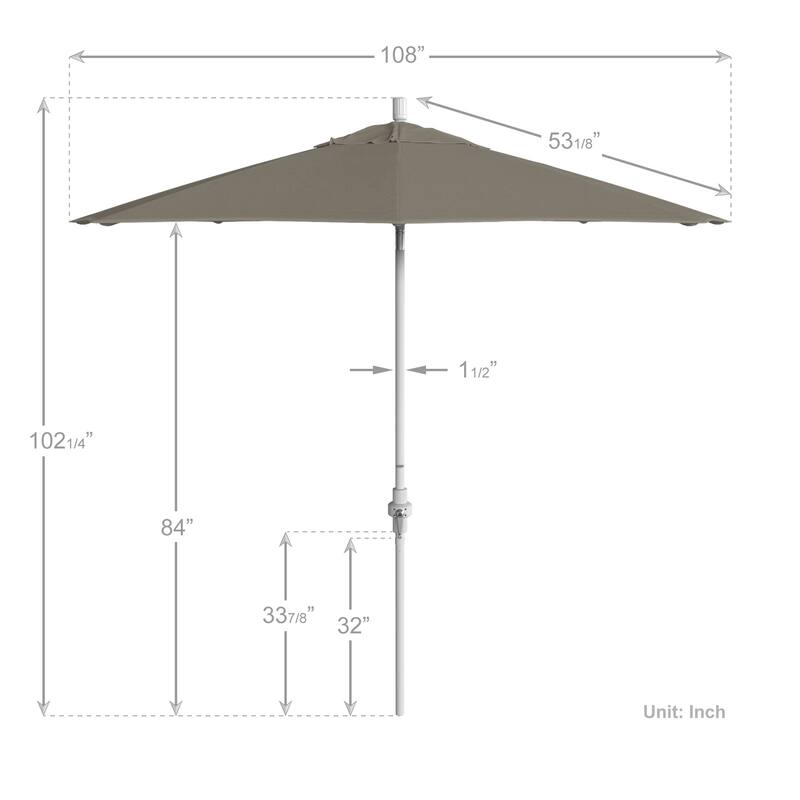California Umbrella 9' Rd Golden State Series Patio Umbrella White Aluminum Frame Crank Lift Collar Tilt Pacifica Pacific Blue