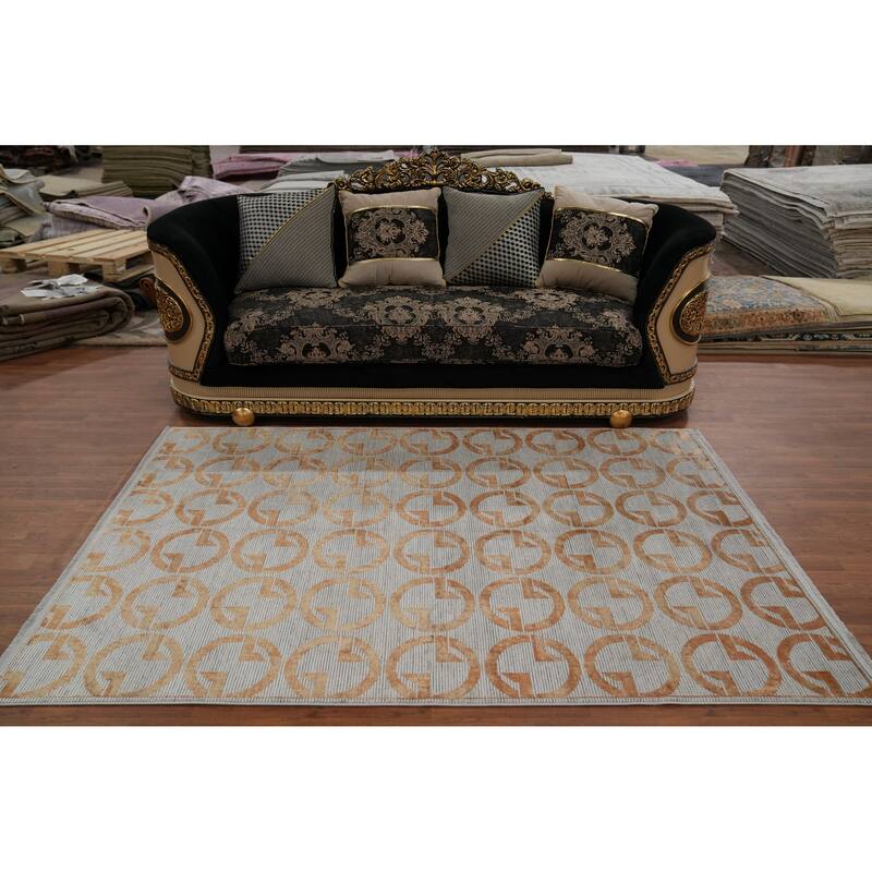 Machine Made Oriental Polyester Carpet Modern Geometric Greys & Charcoal Modern Area Rug - 7' 5'' X 5' 2''