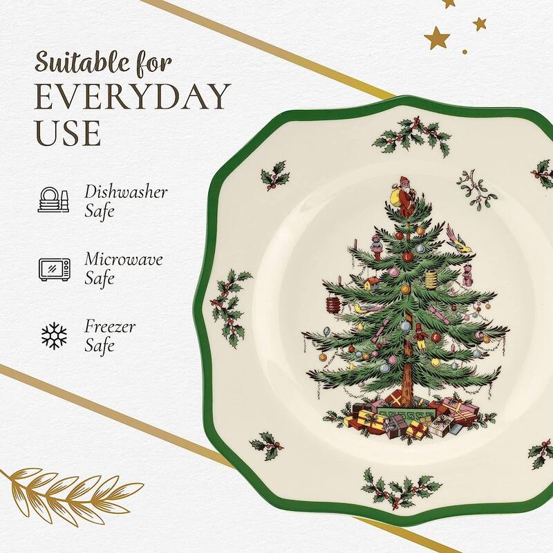 Spode Christmas Tree Scalloped Set of 4 Salad Plates