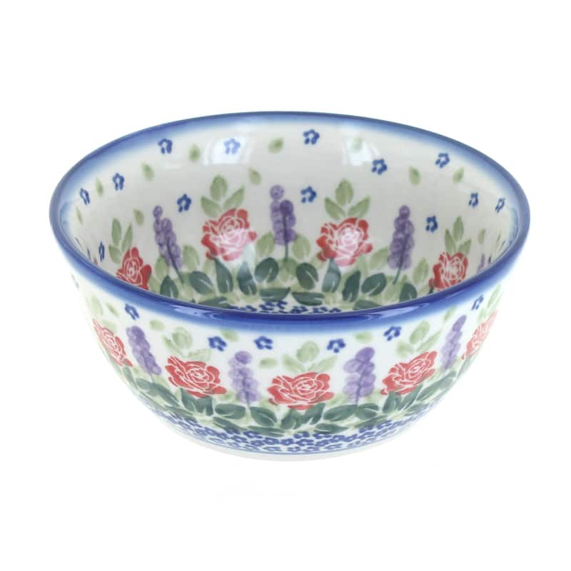 Blue Rose Polish Pottery WR Unikat Cereal Bowl - Roses are Red