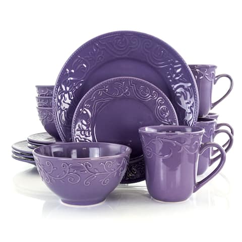 Elama Lavender Field 16-Piece Dinnerware Set