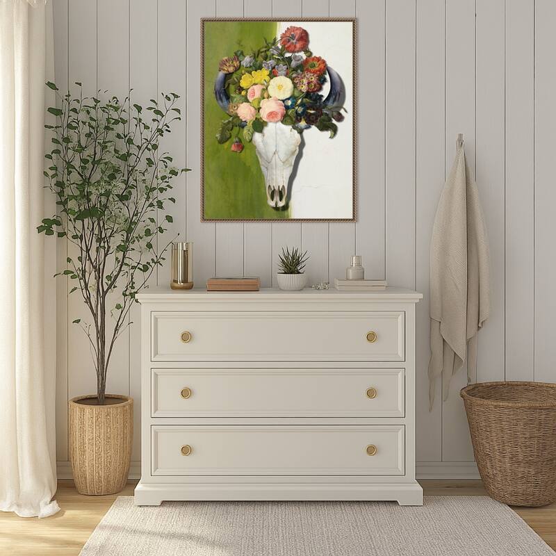 Summer Skull by Marja van den (23 x 30 in.), Framed Canvas Wall Art Print