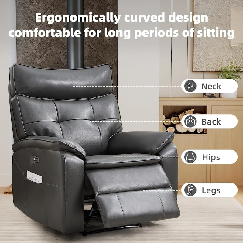 Genuine Leather Recliner Chair,Power Recliner Chair for Adults,Electric Single Reclining Sofa for Living Room