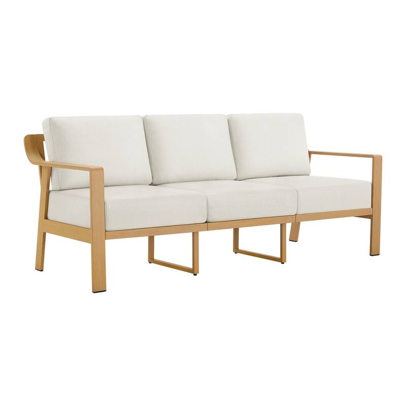 Spruce & Spring Outdoor Patio Furniture Set Aluminum Sofa Accent Chair - 3 Seat Sofa - Beige