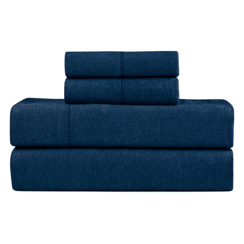 Pointehaven Solid Cotton 180 GSM Deep Pocket Oversized Brushed Flannel Sheet Set
