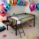 preview thumbnail 2 of 28, Twin Size Metal Loft Bed with Rectangular Desk,LED Lights,Storage Shelves