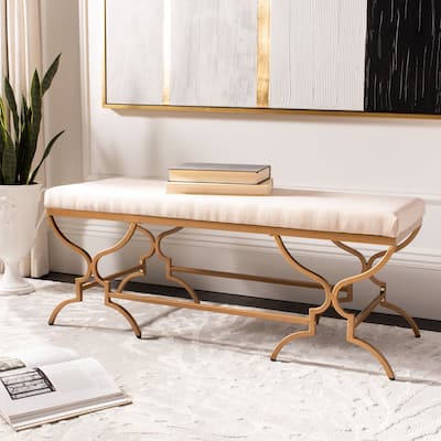 SAFAVIEH Juliet Upholstery/ Gold Finish 46-inch Bench - 46" x 18" x 18"
