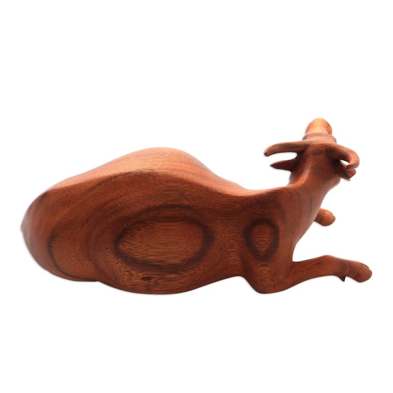 Novica Handmade Resting Buffalo Wood Sculpture