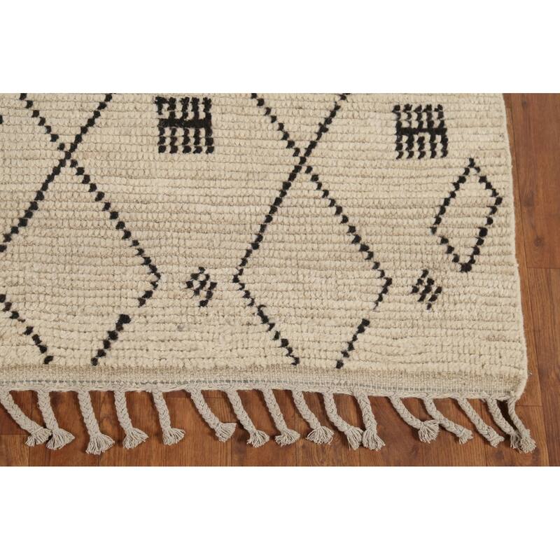 Trellis Geometric Moroccan Area Rug Handmade Wool Carpet - 5'1"x 8'7"