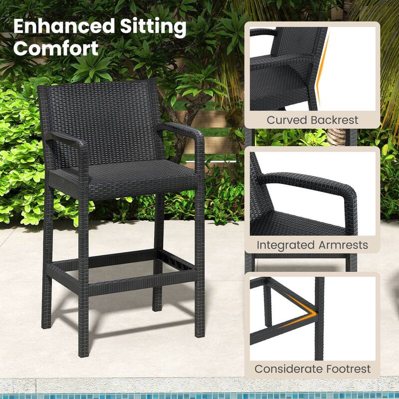 Costway 3 Pieces Patio Bar Set with 2 Stools & 1 Bar Table Curved - See Details