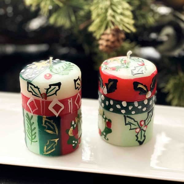 Shop Christmas Handmade Votive Candles With Ukhisimui Design Set Of 3 South Africa Overstock 9058096