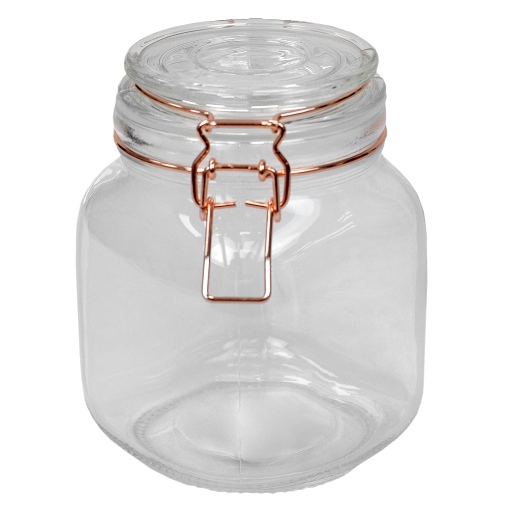 Square Glass Jars with Rose Gold Metal Lids