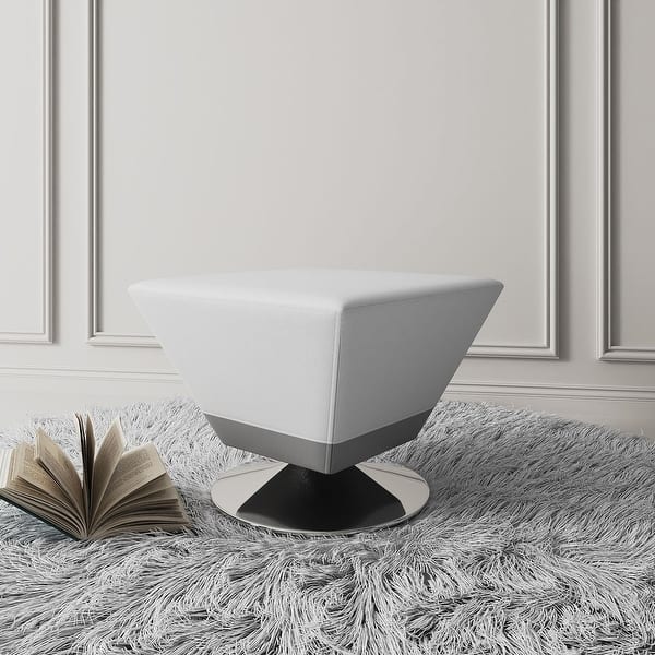 slide 2 of 17, Manhattan Comfort Diamond Polished Chrome Swivel Ottoman