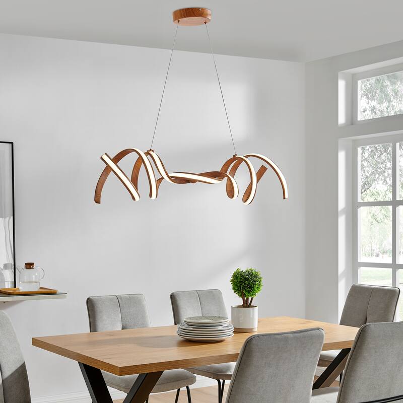 Finesse Decor Munich Dimmable Integrated LED Chandelier - N/A - Wood