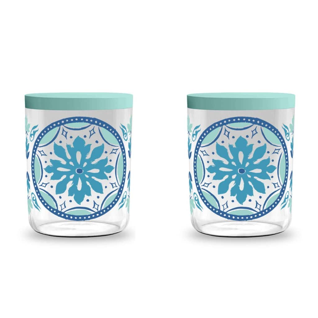 Abode Homewares Gibraltar Acrylic Pet Treat Jar - 5.6"W x 5.6"D x 7.3"H - Teal - Set of 2