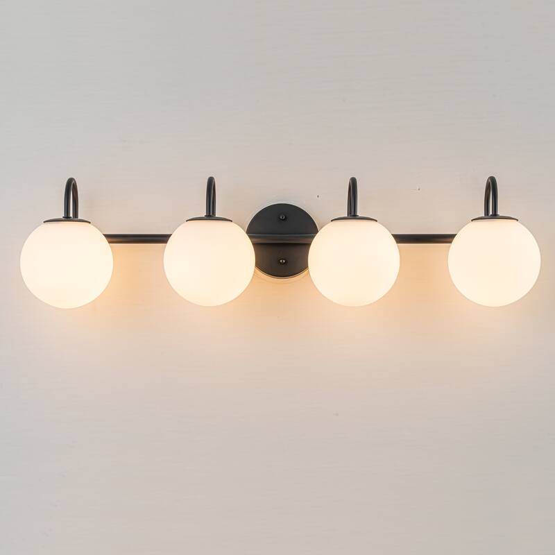 3/4-Light Dimmable Modern Bathroom Light Fixture with Frosted Glass