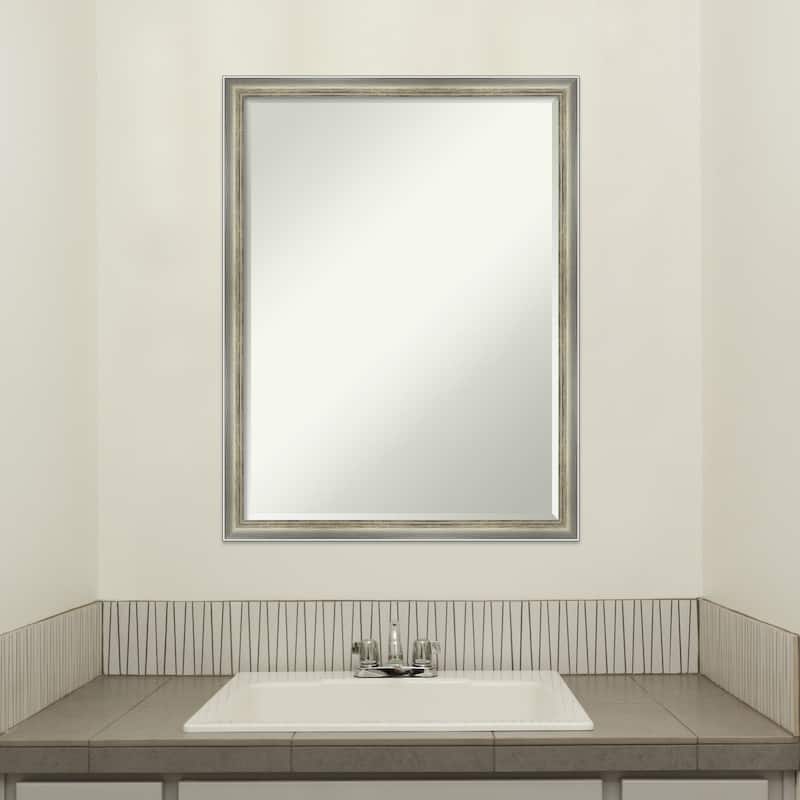 Salon Scoop Half-Inch-Bevel Wood Framed Bathroom Vanity Wall Mirror - Glass Size 18x24