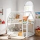 preview thumbnail 2 of 10, Twin over Twin Bunk Bed with Built-in Ladder, House-shaped Bed wtih Safety Guardrail, Kid's Friendly Style, White